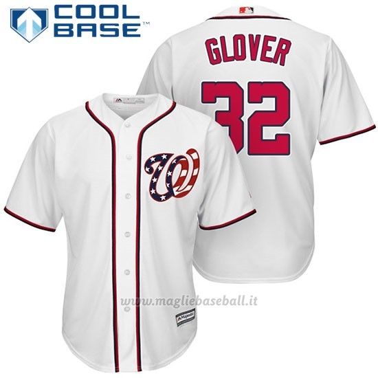 Maglia Baseball Uomo Washington Nationals 32 Koda Glover Bianco2017 Cool Base